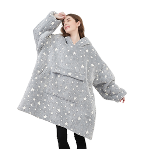 Kids Winter Sherpa <strong>Oversize</strong> Flannel <strong>Hoodie</strong> <strong>Blankets</strong> 100% Polyester Knitted with Solid Festival Pattern Wearable <strong>Hoodie</strong> for Kids - Product Image 1