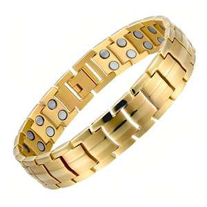 Bracelet en acier titane pour homme Bio Bracelet avec plaqué <span class=keywords><strong>or</strong></span> et bracelet Elements -ion 4 en 1 - Product Image 5