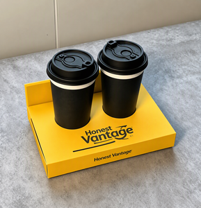 2026 Hot Sale Custom Reusable <b>Paper</b> Coffee Cup Holder <b>Tray</b> Biodegradable Double Cup Carrier Base Packaging for Milk Tea Takeaway - Product Image 2