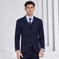 Costume sur mesure 3 pièces pour homme – Veste, pantalon et gilet – Ensemble de costume formel d'affaires rayé croisé coupe ajustée pour mariage
