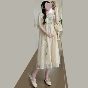 Elegante Vestido Femenino de Talla Grande en Color Crema con Detalles de Bordado <span class=keywords><strong>Floral</strong></span> - Product Image 6