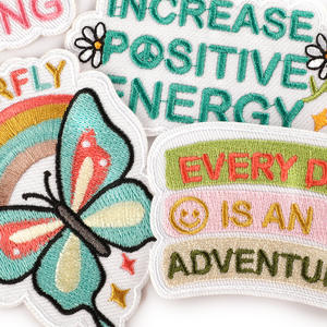 Étiquette brodée <span class=keywords><strong>originale</strong></span> pour ordinateur, patch autocollant DIY pour carnet, accessoires de bagages, vêtements brodés avec motif papillon anglais - Product Image 3