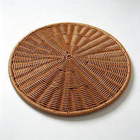 Set de table en rotin synthétique PP tressé à la main, marron, écologique, réutilisable, imperméable, résistant à la moisissure, diamètre 400 mm
