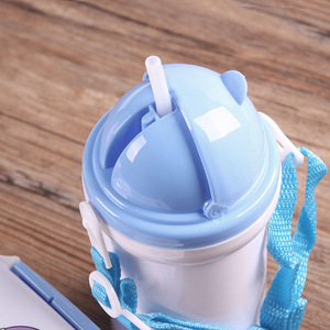 Children's Plastic Lunch Box And Water Bottle Set Cartoon Bear Design For 2-4 Years Kids Powder Blue Pink - Product Image 2