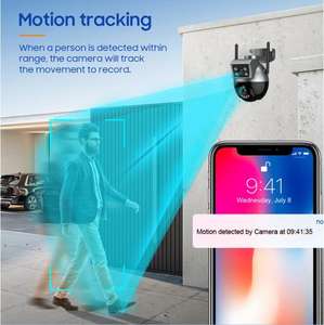Nuova Telecamera di Sicurezza Wireless per Esterni Tuya Smart Devices, 4MP, Doppia Lente CMOS, Ampio Sensore di Movimento, IP67 - Product Image 3