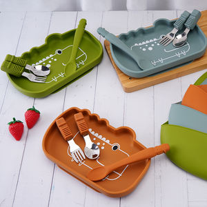 Plaques ODM et OEM Plaque d'aspiration <span class=keywords><strong>en</strong></span> silicone sans BPA Plaque divisée pour bébé avec bol d'aspiration fort antidérapant - Product Image 5