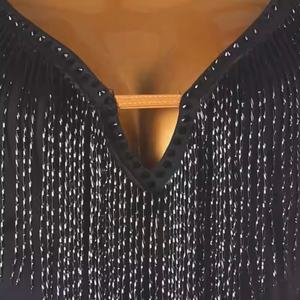 ชุดเต้นรำบอลรูมลาตินมาตรฐานใหม่ ชุดแข่งขันระดับไฮเอนด์ ชุดแสดงมืออาชีพ รูมบ้า ผ้าไหม/ผ้าฝ้าย ประดับพู่ สำหรับผู้หญิง - Product Image 4