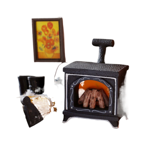 BTXIXI mini chimenea iluminable, leña, bolsa de paja, azada, carrito de madera, zapatos de goma, modelo de muebles - Product Image 5