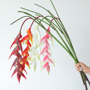 Décoration d'intérieur haut de gamme : Plante artificielle suspendue, longue tige en plastique souple, 9 fleurs de <span class=keywords><strong>paradis</strong></span> (Plumeria) et Phénix de feu - Product Image 1