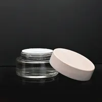 Pot cosmétique en verre transparent avec couvercle en bois de frêne, personnalisable et écologique, idéal pour crème visage et emballage de produits de soin – Meilleures ventes