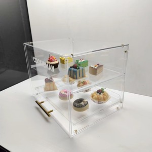 Hot Bán 2-Tier Thương Mại Bánh Mì Bánh Hiển Thị Trường Hợp Với Cửa Trước | Món Tráng Miệng Hiển Thị Trường Hợp <span class=keywords><strong>Acrylic</strong></span> Pastry Hiển Thị Trường Hợp - Product Image 1