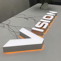 Lettres lumineuses double face résistantes aux intempéries pour l'extérieur, enseignes LED personnalisées en acier inoxydable pour les enseignes extérieures des immeubles de bureaux