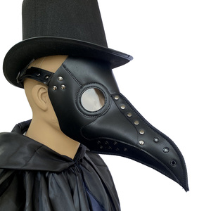 Masque de Médecin de la Peste Punk Vintage pour <span class=keywords><strong>Homme</strong></span> en Cuir PU, Masque Steampunk Bec d'Oiseau, Costume de Fête d'Halloween et de Noël Effrayant pour Cosplay - Product Image 5