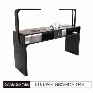 Ensemble table et chaise de manucure noire de luxe, poste de travail double pour technicien(ne) d'ongles avec éclairage LED et tiroirs de rangement pour salon de manucure et spa - Product Image 4