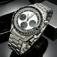 Jam Tangan Kronograf Quartz Multifungsi Fashion Kustom dari Baja Tahan Karat 316L dengan Fitur Hari/Tanggal, Timer, dan Bezel Digital, Mesin Jepang VK63A