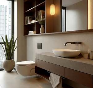 Mueble de Baño Flotante de Madera con Lavabo, Encimera, Estantes de Almacenamiento Abiertos y Cajón, Tocador de Baño para Almacenamiento en el Hogar - Product Image 1