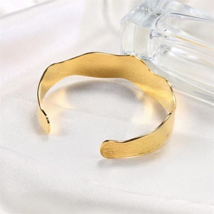 Non Tarnish Jewelry Women Charm Titanium Steel Irregular Chunky <b>Bangle</b> <b>Bracelets</b> for Women - Product Image 3