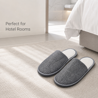 Chaussons d'hôtel jetables en tissu sergé de haute qualité, antidérapants en EVA, à bout fermé, pour hôtels, complexes hôteliers et salles de bain, fournitures pour invités, vente en gros