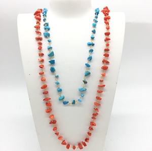 Cadena de Rosario de moda, cadena de cuentas de coral <span class=keywords><strong>turquesa</strong></span>, cadena de cobre hecha a mano - Product Image 4