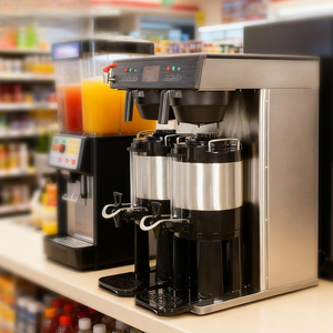 Machine à café double en acier inoxydable, cafetière commerciale à double filtre pour café et bar à café - Product Image 1