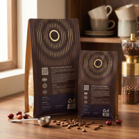 Sacs d'emballage de café directement de l'usine avec valve et fermeture éclair, pochette en aluminium imprimée sur mesure pour grains torréfiés, sac de café à huit soudures latérales
