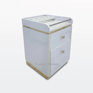 Carrito <span class=keywords><strong>de</strong></span> Peluquería Blanco con 3 Bandejas <span class=keywords><strong>de</strong></span> Almacenamiento, Soporte para <span class=keywords><strong>Secador</strong></span> <span class=keywords><strong>de</strong></span> Pelo, Carrito para Spa <span class=keywords><strong>de</strong></span> Pies - Product Image 1