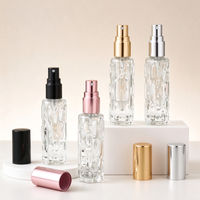 Flacon pulvérisateur de parfum en verre transparent gaufré de 10 ml, avec bouchon métallique personnalisé, atomiseur cosmétique portable rechargeable vide avec pompe