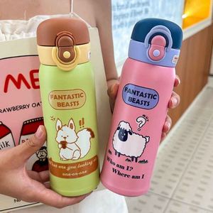 Thermos en acier inoxydable rose avec motif de mouton de dessin animé, isolation thermique, gobelet de voyage avec couvercle - Product Image 5