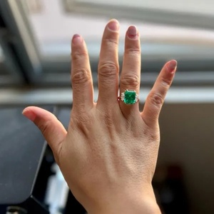 Anillo <span class=keywords><strong>de</strong></span> Compromiso <span class=keywords><strong>de</strong></span> Oro Sólido <span class=keywords><strong>de</strong></span> 18K PT950 con Esmeralda <span class=keywords><strong>de</strong></span> 1-5ct, <span class=keywords><strong>Anillos</strong></span> <span class=keywords><strong>de</strong></span> Esmeralda Verde Cultivada en Laboratorio, Anillo <span class=keywords><strong>de</strong></span> Esmeralda Colombiana Cultivada en Laboratorio - Product Image 6