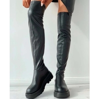 Fabricant personnalisé personnalisé hiver nouvelle arrivée femmes botte en cuir PU noir plate-forme haute 5.5cm talon femmes cuissardes botte