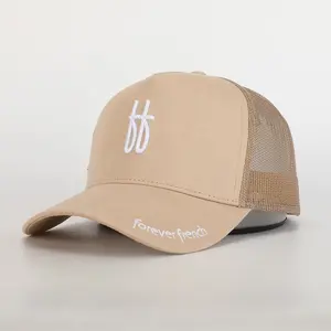 Tùy Chỉnh Thêu Logo Gorras 5 Bảng Điều Chỉnh Chất Lượng Cao Lạc Đà Cotton Bán Buôn OEM Kinh Điển Lưới Hat Thể Thao Dệt Vá Trucker Cap