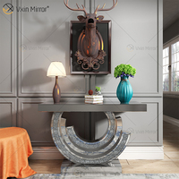 Vente Directe Usine Table Console Miroir Moderne de Luxe 3C LED Meuble de Salon pour Hôtels en Verre