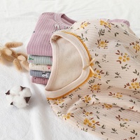 Ensemble pyjama en coton biologique pour filles, tenue thermique, vêtement pour enfants, chemise de nuit, manches longues pour l'hiver, vente en gros,