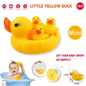 Ensemble de jouets de bain pour bébé, canard jaune à presser, grande taille et 3 tailles petites, sac en filet flottant, cadeau pour tout-petit - Product Image 5