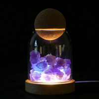 Diffuseur d'arômes en cristal multicolore, ornement en pierre, cloche en verre créative avec veilleuse LED, décoration d'intérieur pour huiles essentielles, artisanat