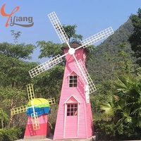 Sculpture de moulin à vent hollandais en résine réaliste, conçue sur mesure, objet d'art et de collection, point photo touristique pour les visiteurs, inspiré de la mer de fleurs.