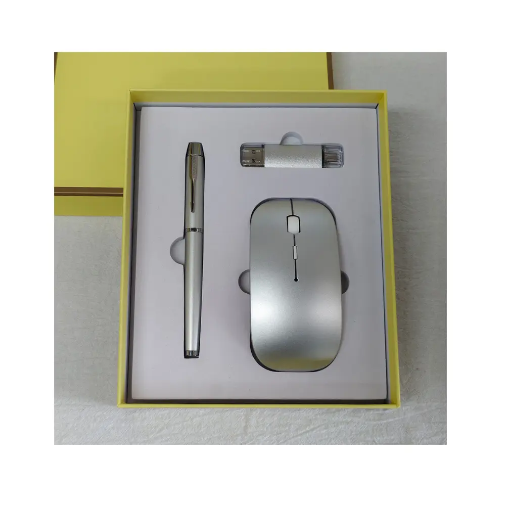 Boce pen drive flash mouse nirkabel 3 dalam 1, set hadiah bisnis dan promosi mewah kustom