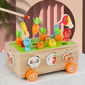 Casse-tête en bois multifonctionnel 6-en-1 Jouet éducatif pour enfants Éducation précoce Jeux sensoriels Carotte Tirer les insectes Jouets éducatifs - Product Image 5