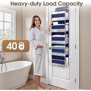 Over The Door Organizer 15 Pockets 40 Lb Capacity Hanging <b>Storage</b> <b>For</b> Closets Bathroom <b>Kitchen</b> - Product Image 5