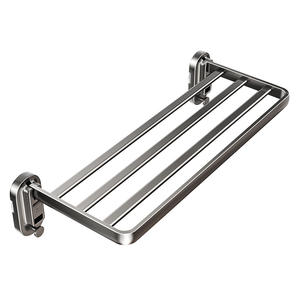 No Drill Drying <b>Rack</b> Double Bar <b>Wall</b> Mounted Space Saving <b>For</b> Clothes <b>Shoes</b> Towels Balcony Bathroom Toilet - Product Image 5