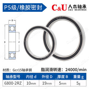 Roulements à rouleaux axiaux à grande vitesse CU 6800-6807, acier à paroi mince, arbre 6801-6805, 6803-6806 ZZ 2RZ - Product Image 4