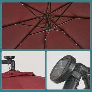 Venta caliente grande resistente 3M jardín playa plátano voladizo sombrilla <span class=keywords><strong>Patio</strong></span> Led sombrilla con luces solares - Product Image 4