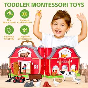Ensemble de jeu Red Barn Farm avec figurines d'animaux, jouet de jeu d'imitation pour tout-petits, pour jouer aux rôles à la ferme, apprendre et raconter des histoires imaginatives - Product Image 5