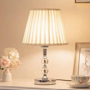 European-Style Minimalist Crystal Table Lamp Adjustable Fabric Shade Romantic Pastoral Night <b>Light</b> for Bedroom Wedding Rooms - Product Image 3