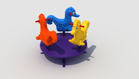 Équipement de parc d'attractions commercial à thème de dessins animés, carrousel extérieur petit, sûr et robuste, manège en plastique pour enfants