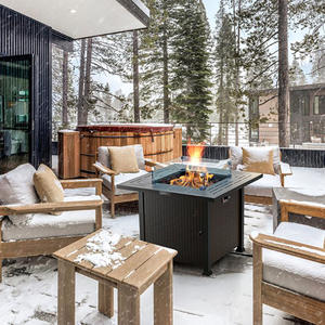 Feu <span class=keywords><strong>de</strong></span> cour à gaz extérieur personnalisable moderne Support Kang Pas cher Transfrontalier Tissé Fer Vaporisateur Plastique Rotin <span class=keywords><strong>Table</strong></span> Hot Brazier - Product Image 2