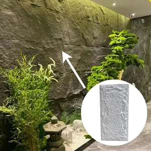 Venta al por mayor personalizado 3D decoración de interiores de lujo Flexible Pu Faux Panel de piedra artificial para la decoración de la pared del hogar
