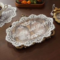 Ensemble de sets de table et sous-verres en dentelle brodée florale vintage romantique française, décoration de table de luxe, forme irrégulière, petite taille