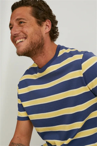 Chất Lượng Cao Thời Trang Giản Dị Nhiều Màu Sắc Hải Quân Và Sọc Vàng Cotton Spandex Chất Liệu Tiêu Chuẩn Kích Thước Người Đàn Ông Áo Thun <span class=keywords><strong>Tee</strong></span> - Product Image 4