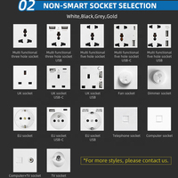 DUOMEI untuk Tuya Smart Home 147 Tipe Kombinasi Saklar Ganda Soket Pabrik Saklar Sentuh Kaca Lengkung ZigBee 3.0 10A/13A Maks.